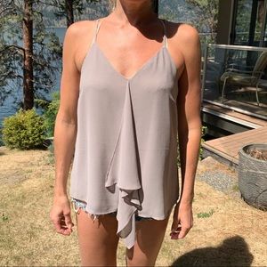 Kismet Light Grey Flowy Layered Tank Top Blouse Size L